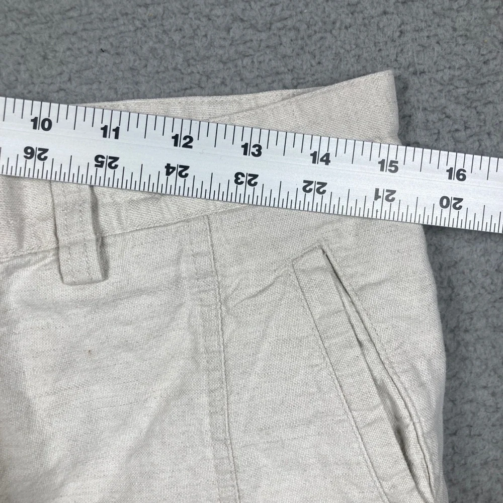 Cubavera Cargo Shorts Men 32 Beige Linen Cotton Blend Pineapple Logo 9 in Inseam